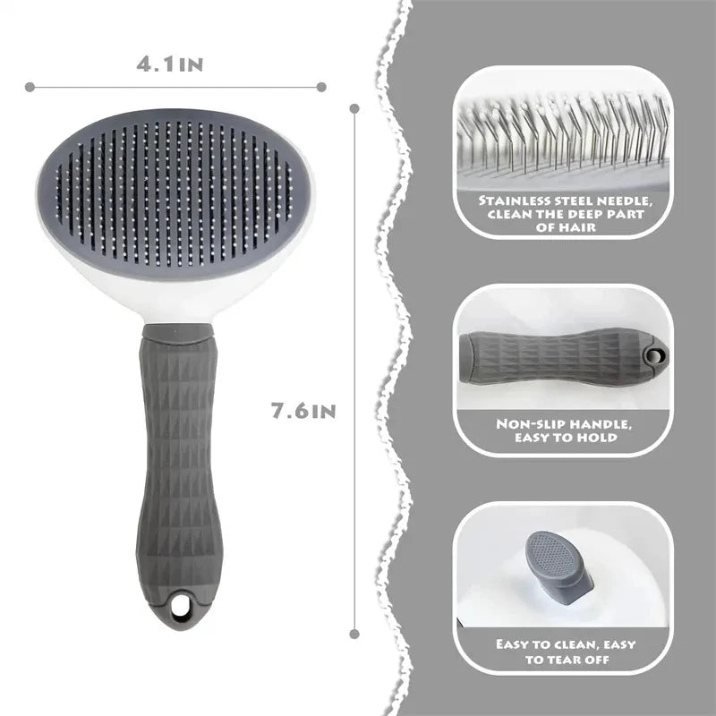 BrushEase™: Self-Cleaning Slicker Brush for Easy Daily Grooming