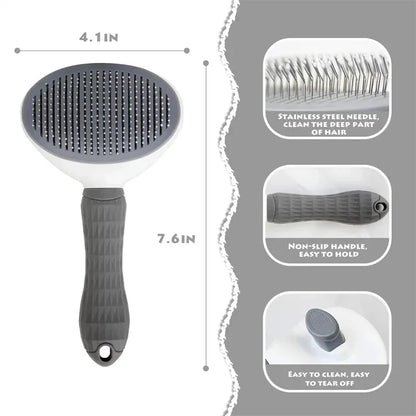 BrushEase™: Self-Cleaning Slicker Brush for Easy Daily Grooming