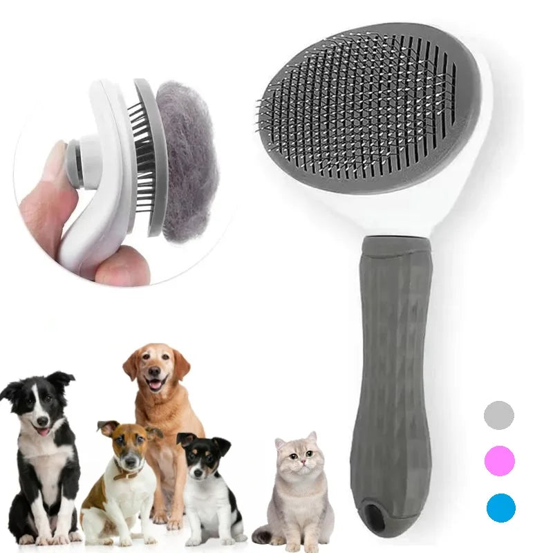 BrushEase™: Self-Cleaning Slicker Brush for Easy Daily Grooming