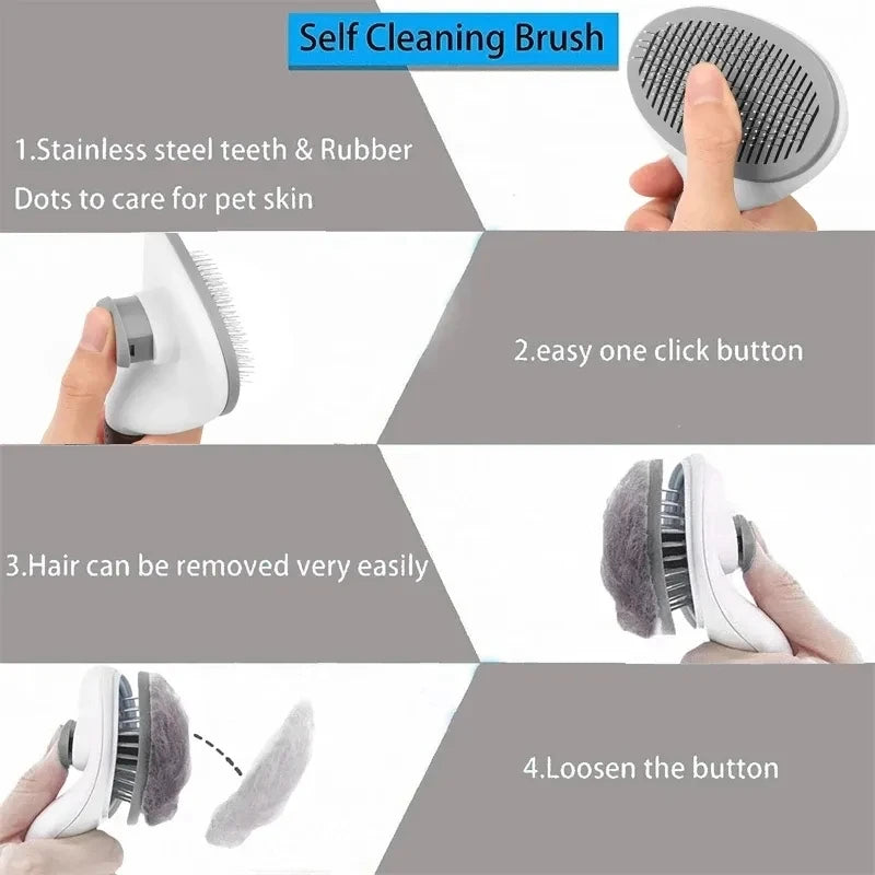 BrushEase™: Self-Cleaning Slicker Brush for Easy Daily Grooming