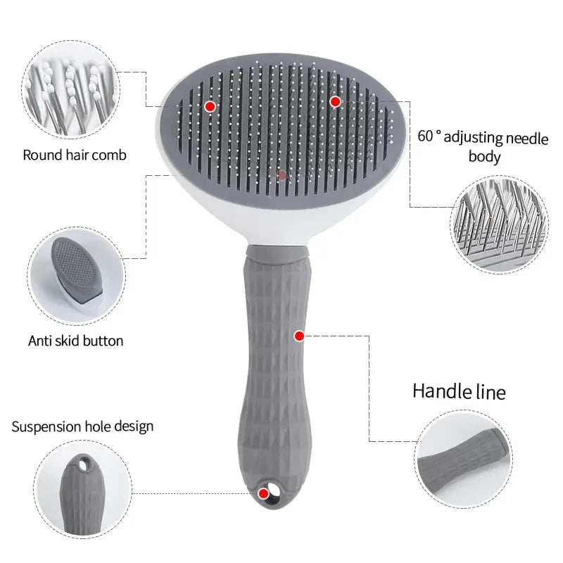 BrushEase™: Self-Cleaning Slicker Brush for Easy Daily Grooming